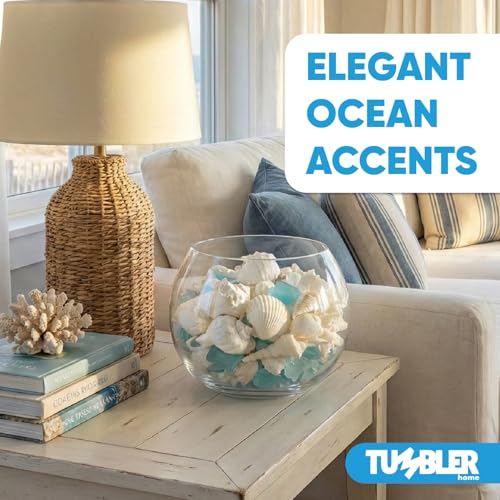 Tumbler Home Natural Sea Shells, Starfish & Sea Glass, Generous 1.5 lbs Hand Picked – Hand Packed | DIY, Crafts, Party, Wedding Decor | Shells 1.5 to 4.5 Inches - color: Shells + Glass + Starfish
