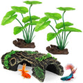 MyLifeUNIT Fish Tank Decor, Silk Aquarium Plants and Hollow Tree Trunk Decor for Betta, Goldfish, Turtle, Reptile Decoration