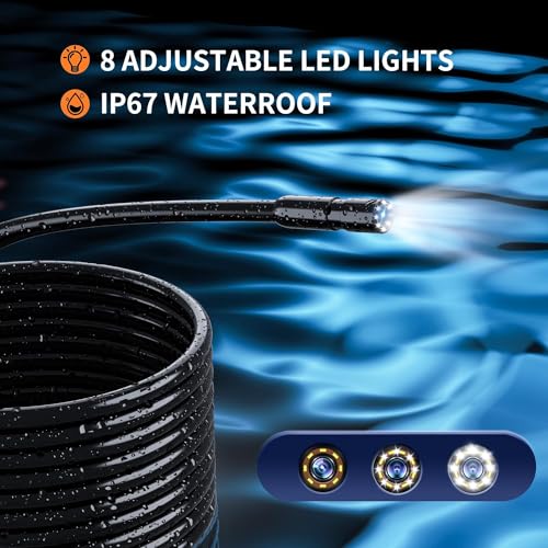Daxiongmao Endoscope Camera with Light, 1080P HD Borescope, IP67 Waterproof Snake Camera – Ideal for Inspecting Walls, Vents, Automotive Engines, Pipes – A Great Gift Tool for Men (50ft) - size: 50FT