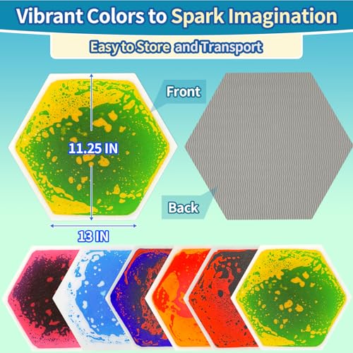 Liquid Sensory Floor Tiles for Kids Toddlers - 6 Pack Hexagon Puzzle Lava Mats for Kids Sensory Development & Creative Play, Sensory Toys for Autism, Home, Classroom Playrooms - style: Hexagon Tiles (6-Pack)