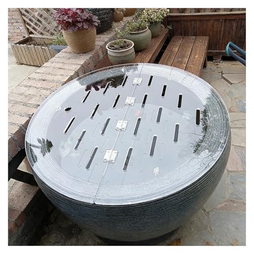 Round Acrylic Fish Tank Cover, Folding Flip-Top Lid with Anti-Jump Hole, Protects Fish from Jumping Out, Ideal for Cats and Aquariums - size: 85cm/33in