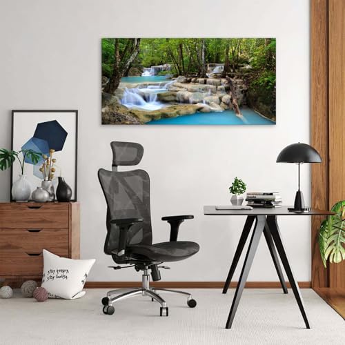 Cao Gen Decor Art S01598 1 Panels Wall Art Tropical Beautiful Waterfall Prints Light Green Forest Natural Picture Canvas Paintings Scenery Spring Summer Landscape for Home Wall Decor Artwork - color: waterfall-B, size: 71L" x 36W"