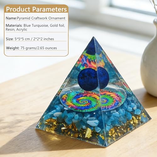 2inches Pyramid Decor Natural Crystal Energy Generator Pyramid Chakra Energy Crystal Pyramid Yoga Meditation Tool for Home Decoration Fengshui Ornaments Gift(2 inches Pyramid - Blue Turquoise) - color: 2 Inches Pyramid - Blue Turquoise