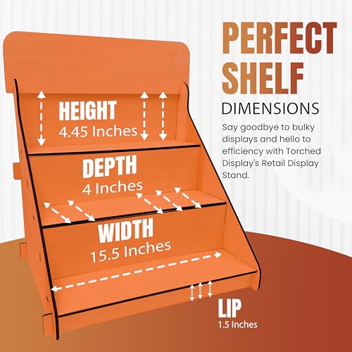 Wooden Portable Retail Table Display Stand Countertop 3 Step Riser Craft Shows, Farmers Markets Tradeshows |No Hardware Assembly Flat Pack Soap Display CBD Jewelry Spices Cups Tumblers Coasters | Orange - color: Orange