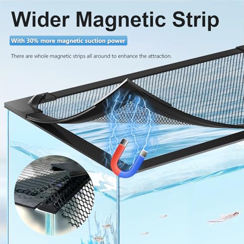 Magnetic Fish Tank Lid, DIY Mesh Aquarium Cover for Jumping Fish, 37 x 18 in