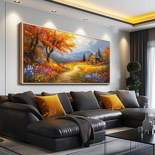 FUHAIHUA Wood Framed Canvas Wall Art For Living Room Wall Decor For Bedroom Office Wall Decoration Reddish Orange Tree Paintings Farmhouse Pictures Artwork Room Aesthetic Home Decor 20x40 In - color: Reddish Orange Tree Wood Framed, size: 40"L x 20"W
