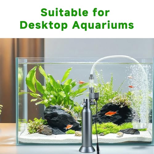 Desktop CO2 Regulator with 80g Disposable CO2 Cartridge with Solenoid Valve, Complete Aquarium CO2 System, Compatible with 5/8" Threaded for Nano Aquariums - size: 80g
