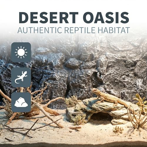 Toddmomy Rock Terrarium Background 3D Reptile Habitat Backgrounds, 17.7x11.8in Decorative Backdrop for Tanks Bearded Dragons Lizard Gecko Spider Chameleon Turtle Fish