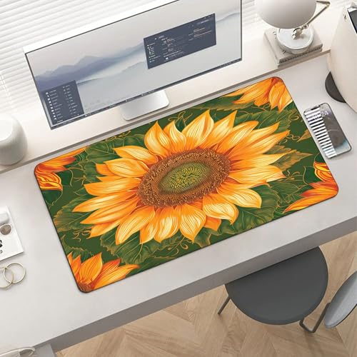 XXL Gaming Mouse Pad Sunflower Vintage Flower XXL Gaming Mouse Pad Large Desk Mat Protector for Desktop, Anti-Slip Rubber Extended Computer Keyboard Mat Writing Pad, 11.8 * 27.5 in,B-1478 - color: B-1478, size: 11.8*27.5 In