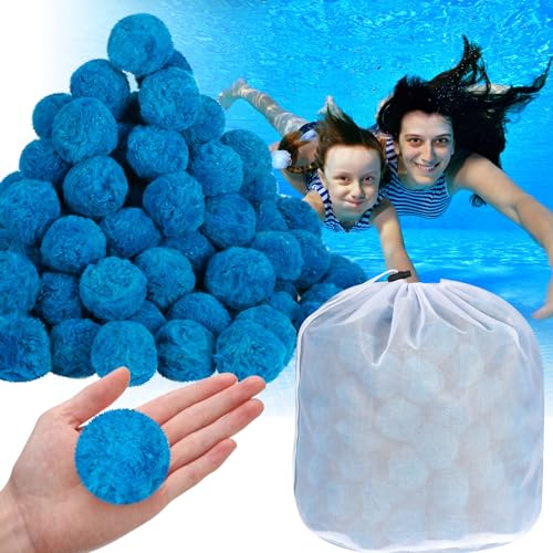 Zubebe 7.7 lbs Pool Filter Media Balls Fiber Filter Media for Swimming Pool Sand Filters and Bath Center Bathtubs Spas Aquarium Grime Cleaning Scum (Blue) - color: Blue