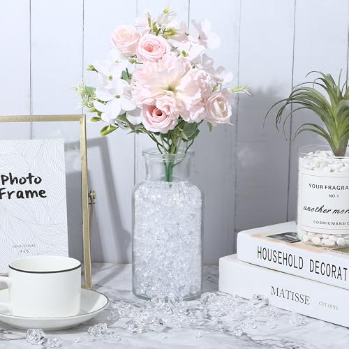 700 Pcs Pink Fake Ice Rocks 5 Sizes Acrylic Plastic Diamonds Crystals Gems Vase Fillers for DIY Craft Wedding Party Centerpieces Table Scatter Makeup Brush Holder Home Decor - color: Pink
