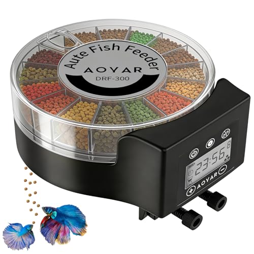 Automatic Fish Feeder Dispenser for Aquarium: Auto Precision Food Feeding 300ml Large Capacity for Powder Flakes Pellet, Battery Feeders Timer for Small Tank Turtle Betta Koi Vacation Weekend Day - size: CY-059F