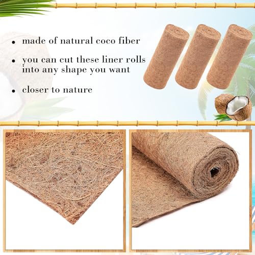Jetec Coconut Liners for Planters, 16 x 360 Inch Natural Coco Planter Roll Liner for Hanging Basket, Reptile Carpet, Fiber Mat, Garden Decoration, Animal Pet Reptile Pad - size: 16 x 120 Inch