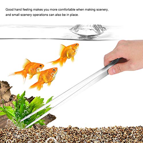 Fish Tank Aquarium Water Plants Planting Clip Stainless Steel Tweezers Cultivate Tool Professional Aquarium Landscaping Tool for Aquatic Plants Straight and Elbow Tweezers
