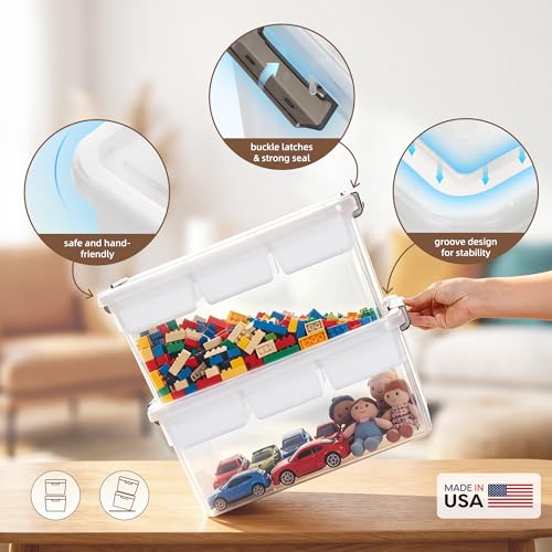 Citylife 17 QT Plastic Storage Box with Removable Tray Craft Organizers and Storage Clear Storage Container for Organizing Bead, Tool, Sewing, Playdoh,Coloring Books - size: 17 Qt- 1 Pack