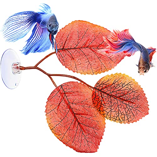 Patelai 9 Pieces Betta Bed Leaf Hammock Pad Betta Fish Leaf Pad Betta Fish Hammock Betta Fish Accessories Plant Tank Decorations for Lightweight and Realistic Resting Spot Simulating The Habitat