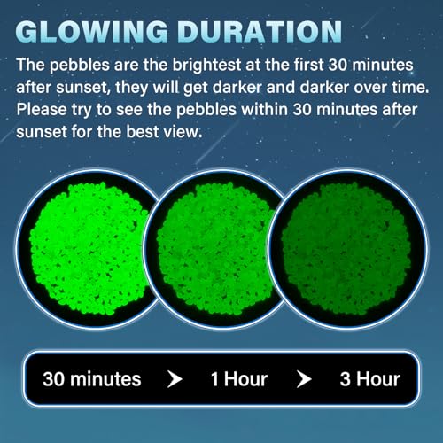 PoYang 1000pcs Glow in The Dark Rocks Outdoor - Green Resin Glowing Pebbles for Landscaping, Garden, Fish Tank and Aquarium Indoor Decor, Powered by Sunlight or Lamplight (0.4"-0.7"/pc, 1.2lbs/Bag) - color: Green