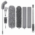 Microfiber Feather Duster, Duster with Extension Pole 30-100 Inches,Ceiling Fan Cleaner Duster Retractable Gap Dust Brush Cleaner for Cleaning Cobweb,High Ceiling,Blinds, (Dark Gray)