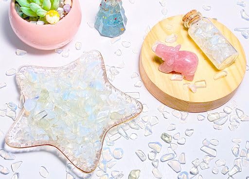YATOJUZI Opal Aquarium Gravel Rocks Bulk Wholesale Tumbled Crystals Stones Chips Crushed Reiki Energy Balancing Gemstones for Planters Vase Filler Fountain Fish Tank Potted Decor 0.44LB - color: Opal, size: 0.44 Pound