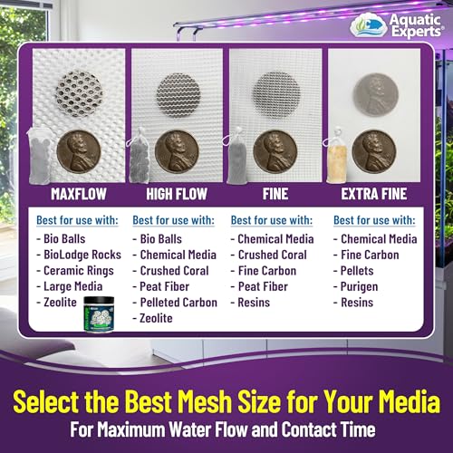 Aquatic Experts Fine Aquarium Media Bag, Durable Drawstring Bags for Fish Tank Filters, 450 Micron Mesh, (Fine, 3"x 4" - 4 Pack) - size: 3” x 4” – 4 pack