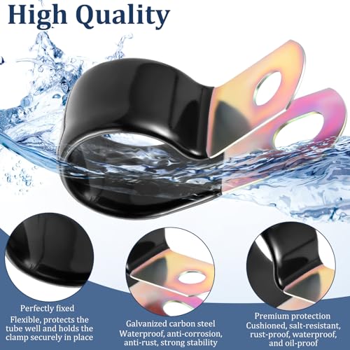 Tandefio 50 Pack Vinyl Coated Cable Clamps Galvanized Steel Cable Metal Wire Rubber Cushioned Insulated Hose Pipe Clamp for Tube Lines Wire Cord Installation(3/4 Inch, 20mm) - size: 3/4 Inch (20mm)