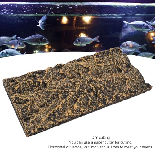AYNEFY Reptiles Reptile Decorative Supplies, Rock Terrarium Background 3D Rock Stone Background Decorations Backdrop for Fish Reptiles Amphibians Turtles Reptile (26.5 * 12.5cm) - size: 26.5*12.5cm