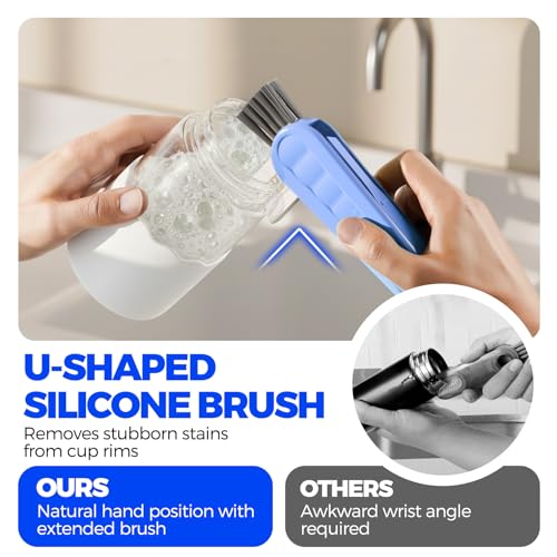 6 Pack Holikme 4 in 1 Cup Lid Cleaning Brush Set with 3 Straws, Multifunctional Bottle Brush, Silicone Cup Lid Gap Cleaner, Durable Bristle Crevice Cleaning Brush, Blue & Yellow & Red - color: Blue & Yellow & Red