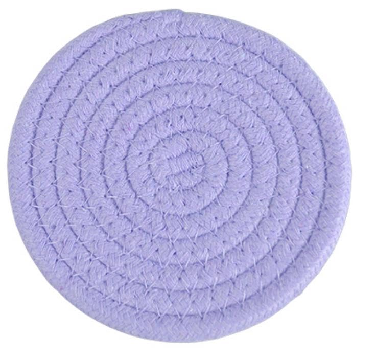 ABenkle 8 Pcs Drink Coasters with Holder, Cotton Woven Absorbent Coasters for Drinks, Minimalist Home Decor Coaster Set for Wooden Tabletop Protection Table, 4.3 inches - color: Purple, size: 8 Pcs