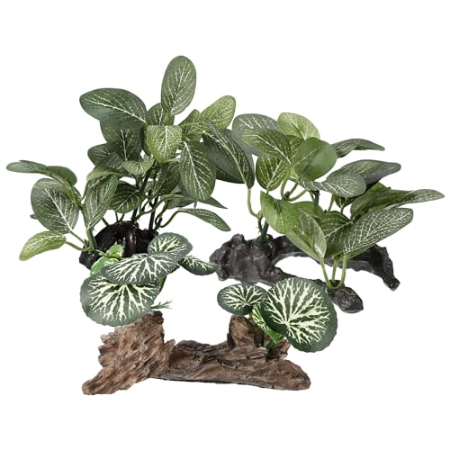 Aquarium Plastic Plants, Driftwood Betta Silk Plants, Silk Plants Aquarium Set Decor, Silk Aquarium Plants for Betta Fish (Green, 3pcs)