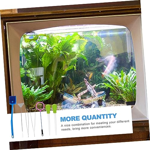 7pcs Aquarium Cleaning Tools Set Stainless Steel Aquascaping Tweezers Fish Tank Brush and Net for Easy Maintenance and Care of Aquatic Plants and Fish Random Color