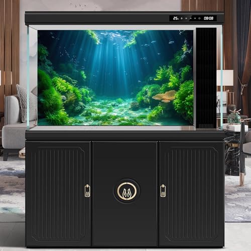 Underwater World Aquarium Background Colorful Coral Reef Aquatic Plants Fish Tank Background Under The Sea Marine Life Sunray Terrarium Backgrounds Ocean Floor Scene Reptile Tank Backgrounds 24x12in - color: Pale_Green, size: 24(W)x12(H)in