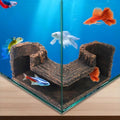 HUIKANGSHENG Aquarium Cave, Natural-Looking Wood-Like BPA-Free Corner Fish Tank Hideout, 5.1" x 2" x 2.7" Decor for Guppies, Neon Tetra, Corydoras Catfish and Betta