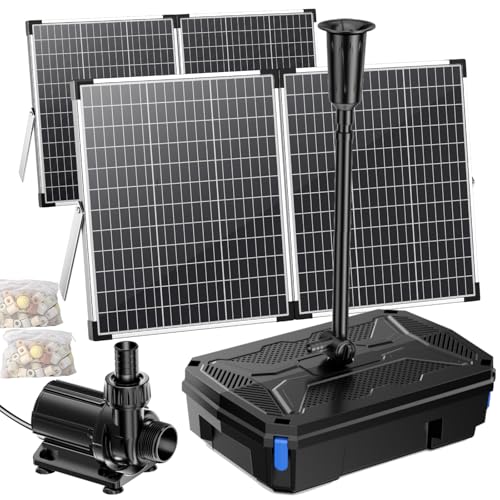 Antfraer 120W Solar Pond Filter with Water Pump, 1600GPH Solar Pond Filter with 3-Stage Filtration, Pond Filter Box with Filter Medias for Outdoor Ponds Fish Tank Waterfall Water Features - size: 120W