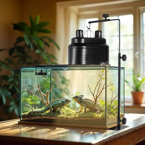 Simple Deluxe Dual Reptile Light Fixture 160W, Reflector Dome Heat/UVB Lamp Cap, for Small Animal Terrarium and Tortoise Habitat - size: Dual Dome Light 160W