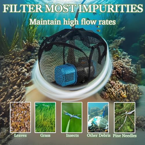 XOTTI 12 Inch Pop Up Pond Pump Filter Bag, Anti-Clogging Cube Black Filter Media Box, Metal Frame Mesh Pump Barrier Bag for Outdoor Water Fish Pond Swimming Pool Fountain - size: 12 Inch