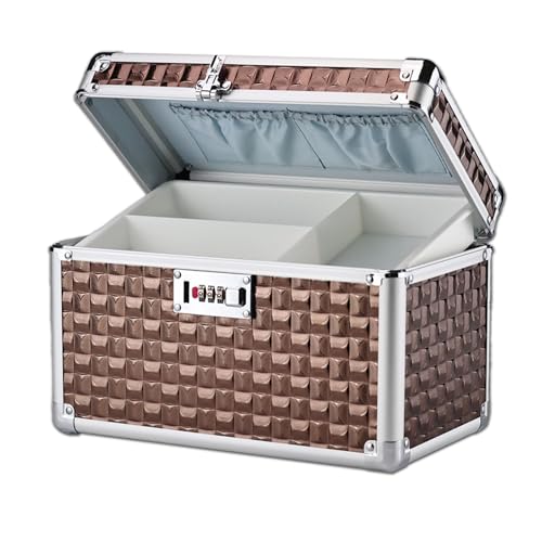 Portable Combination Lock Storage Box with Handle – Multipurpose Locking Case for Home & Outdoor Use, Secure Storage for Accessories, Medicine, Cosmetics, Toys & Tools (Brown, Medium) - color: Brown, size: Medium