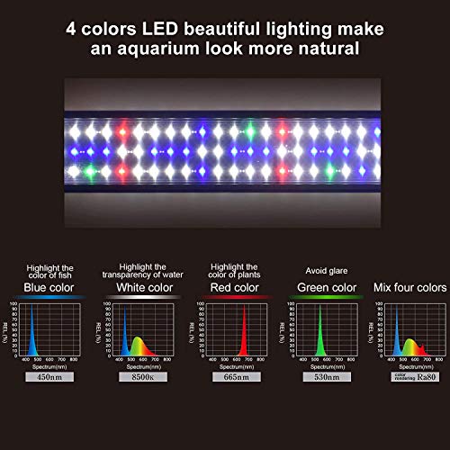 Upgraded Aquarium Light LED Full Spectrum 48-60 inch Foldable Hood Lamp for Freshwater Marine Plant Multi-Color Decorations Light (24"+24") - color: Full Spectrum 48-60 inch