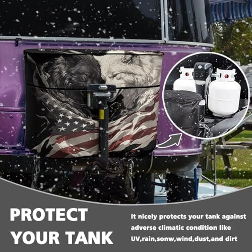 American Cute Wolf Gas Cylinder Cover Travel Trailer Propane Tank Cover Protects Propane Tanks During Travel,Camping All Weather Protection - color: American Cute Wolf, size: S(20LB)
