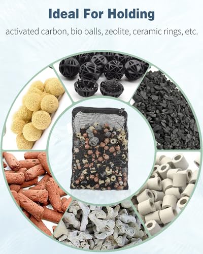 Pawfly 8 Pack Aquarium Filter Media Bags, Fish Tank Fine Mesh Bag with Plastic Zipper Aquarium Mesh Bag for Activated Carbon, Bio Filter Balls, Filter Stones, Ceramic Rings (8" x 5.5") - size: 8" x 5.5"