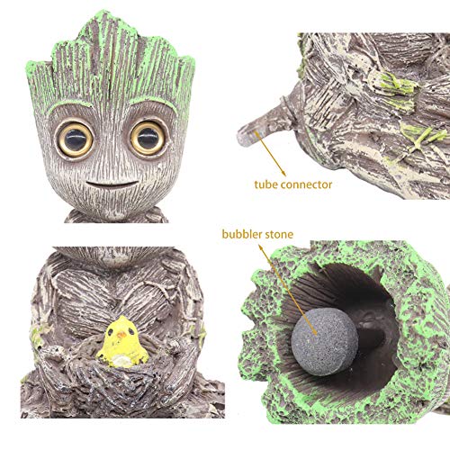 Ulifery Baby Tree Groot Fish Tank Decorations with Bubbler Toy Air Ornament Figurines Aerating Aquarium Decorations