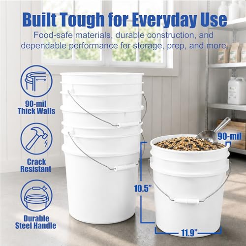 ePackageSupply 3.5 Gallon Bucket with Lid - Food Grade Bucket with Airtight Gamma Seal Screw-On Lid, 90 Mil Heavy Duty HDPE Plastic, BPA Free, for Bulk Food Storage, Made in USA - Red, 3 Packs - color: Red, size: 3 Packs