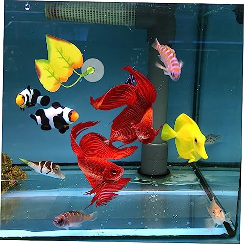Toddmomy Betta Fish Resting Leaf Hammock Oviposition Pad for Fish Tanks Easy to Install Cup Double Leaf Design