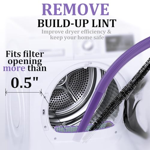 Fullclean Dryer Vent Lint Vacuum Atttachments for Dyson V15 V15s Gen5 V12 V11 V10 V9 V8 V7 Detect Absolute Cyclone Outsize Slim Vacuum Cleaner Crevice Flexible Dryer Lint Remove Tool Cleaner Kit - style: Dryer Hose and Brush Purple