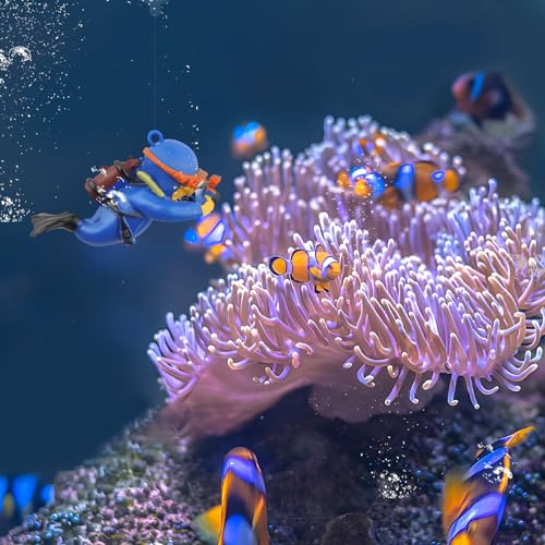 onesimcr Floating Fish Tank Decorations, Aquarium Decorations, Lovely Diver Fish Tank Decorations, Floating Device Fish Tank Accessories，Suitable for All Kinds of Fish Tanks… - color: Blue