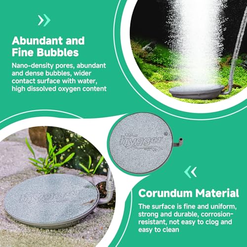 hygger Aquarium Air Stone, 3.1 Inch Fish Tank Bubbler Stone Kit Makes Super Tiny Bubbles, Ultra-High Dissolved Airstone with Stainless Steel Base Aquarium Fish Tank and Hydroponic - size: 3.1 inch
