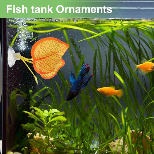 Betta Fish Leaf, Natural Habitat Simulation for Betta Spawnings Grounds, Betta Spawnings Leaves, Resting Bed, Large Small Leaves, Orange Yellow