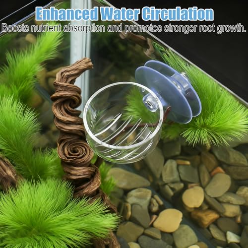Suction Cup Plant Holder, 3 Pcs ABS Aquarium Plant Holder Transparent Fish Tank Plants Holder Aquatic Plants Cup for Aquascape Decoration