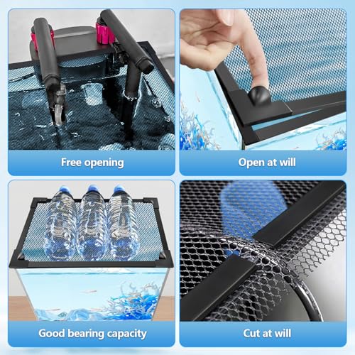Magnetic Fish Tank Lid, DIY Mesh Aquarium Cover for Jumping Fish, 37 x 18 in