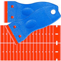 Double Edged Plastic Razor Blade Scrapers Knife with Contoured Grip for Scraping Labels and Decals Sticker From Glass (Blue 2 Scraper+100 Blades) - color: Blue 2 Scraper+100 Blades