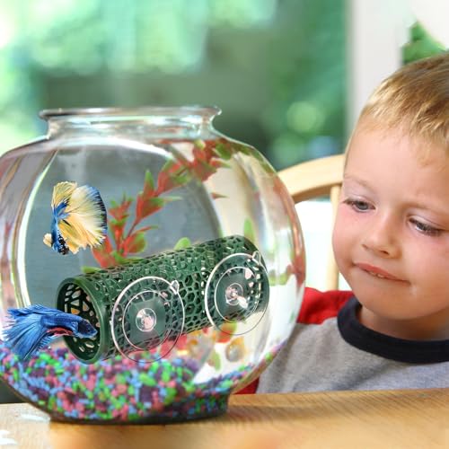 Abizoo Betta Fish Tunnel Hideout and Hammock Bed for Fish Aquarium Decoration, African Dwarf Frog Tank Accessories Hollow Design Habitat Cave for Betta Shrimp Guppies Neon Tetras Zebra Danios Snails - color: Dark green